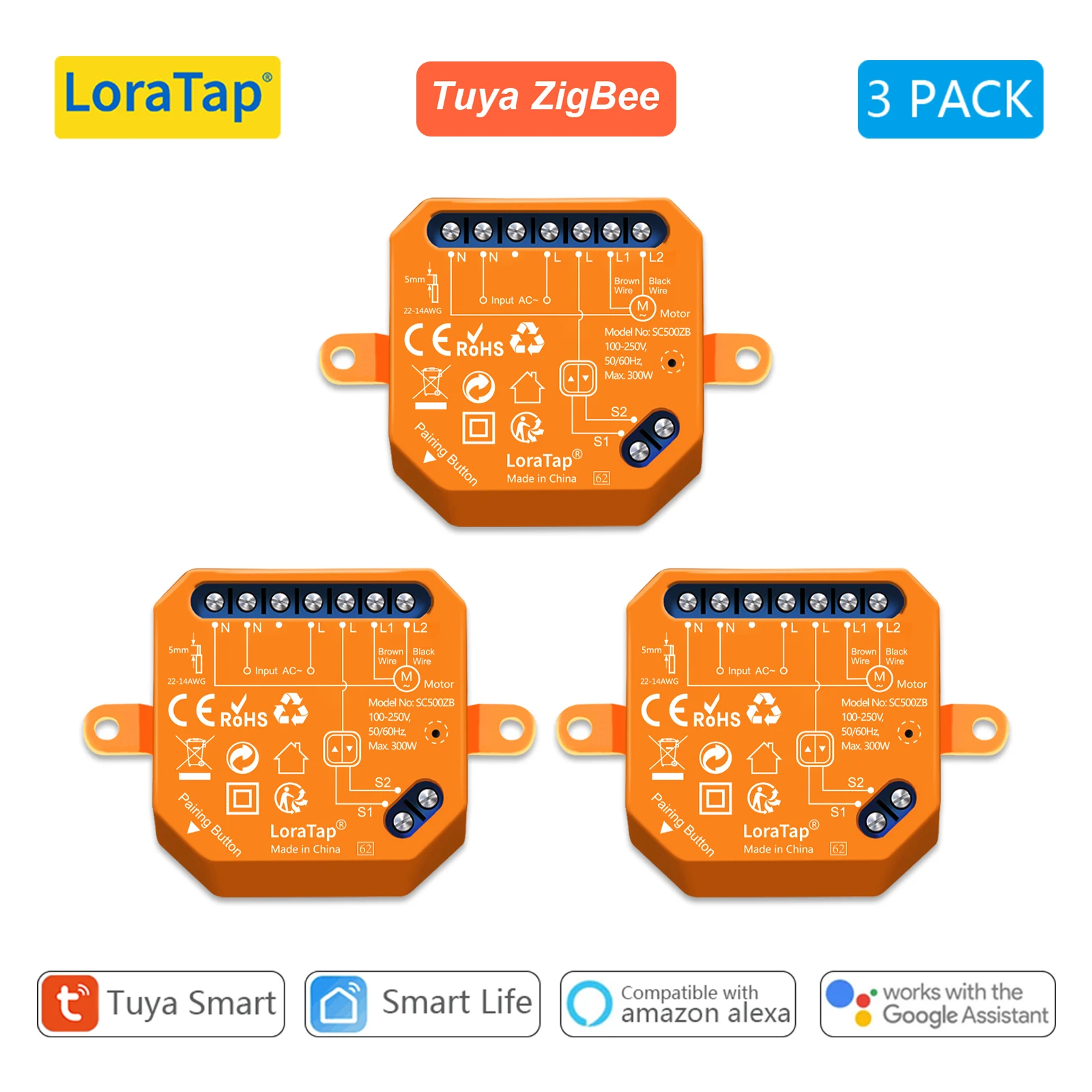 LoraTap ZigBee sluiterschakelaarmodule Elektrisch gemotoriseerd gordijnblind Tuya Smart Life Roller Spraakbesturing door Alexa Google Home