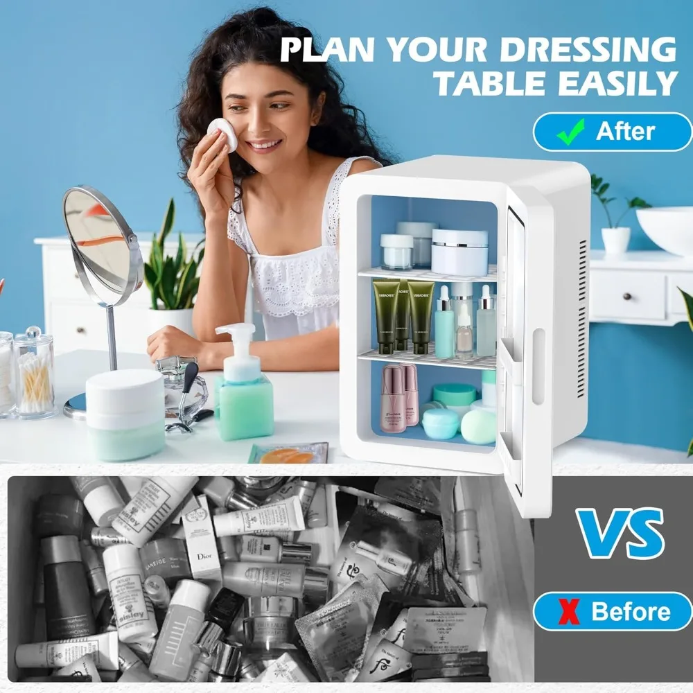 Kulkas Mini 22L dengan kontrol suhu, kulkas perawatan kulit, kulkas pendingin pribadi portabel untuk kamar tidur, kosmetik, meja kantor