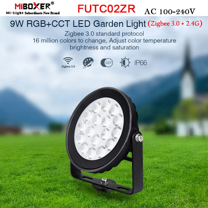 

Miboxer 9W RGB+CCT LED Lawn Lamp Waterproof IP66 Outdoor Smart Garden Light Zigbee 3.0 Remote/2.4G RF Remote /Voice/ App Control