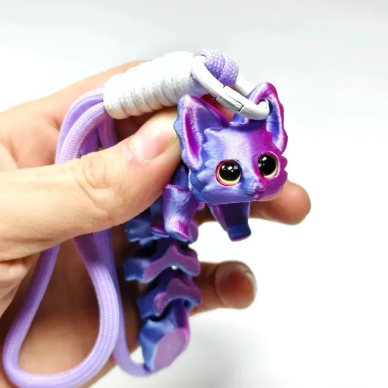 ثلاثية الأبعاد مطبوعة لطيف الثعلب عمل أرقام اللعب متعددة المفاصل المنقولة محاكاة عيون معلقة حبل غرفة اكسسوارات الديكور هدايا الاطفال