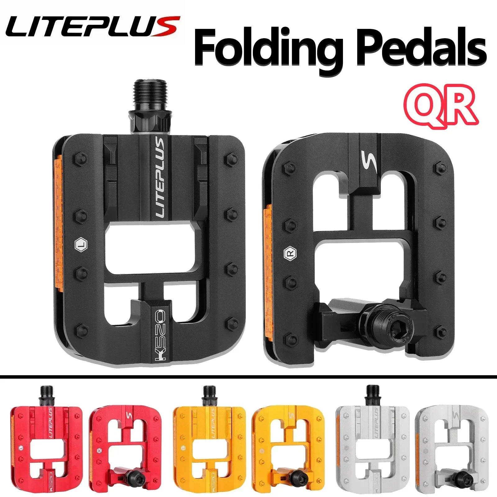 Liteplus Bicycle Pedals Foldable Slide Solid Aluminum Alloy Fast Foldable Bike Pedal Bmx Anti-skid Folding Pedals Cycle Parts