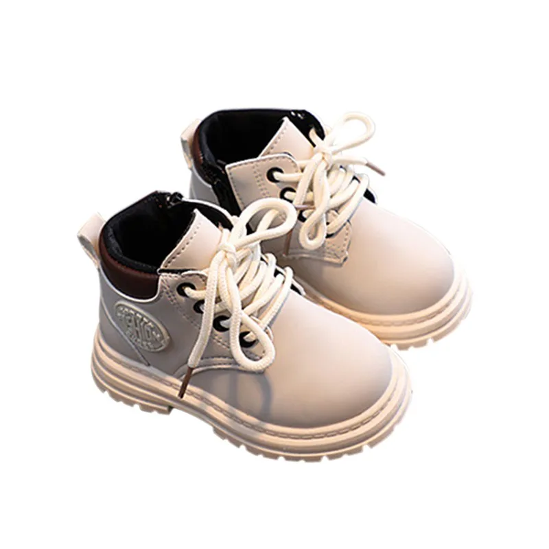 Autunno inverno bambini ragazzi ragazze stivali stile britannico Casual confortevole cravatta corda cerniera antiscivolo stivali corti scarpe