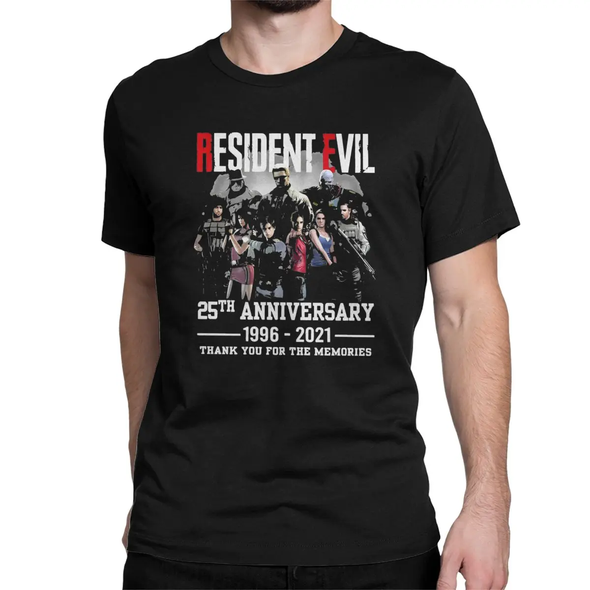 Men Resident Evils Official 25th Anniversary 1996 2021 Thank You For The Memories T Shirts 100% Cotton Tops Novelty Tee T-Shirt