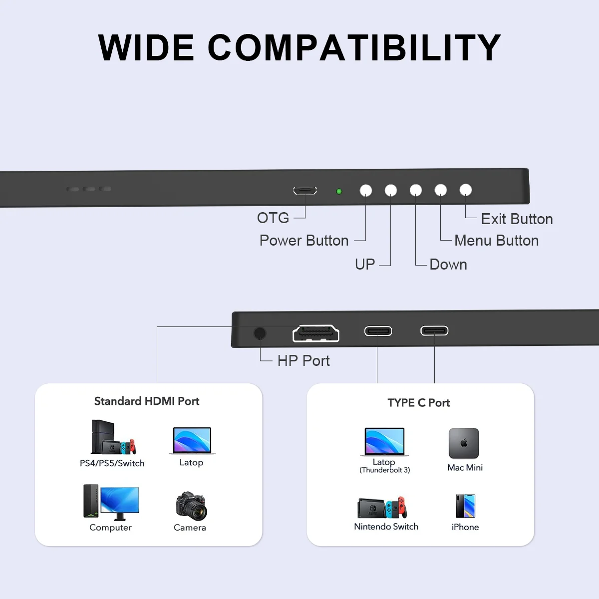 Unew-Monitor de Juegos 4K Ultra Clearscreen HD, pantalla portátil de 15,6 pulgadas, USB-C, HDMI, Compatible con Xbox Switch, portátil