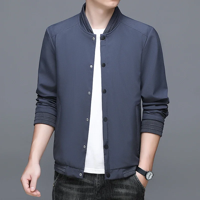 

Весенне-осенние мужские куртки-бомберы, однобортная повседневная мужская верхняя одежда, мужская однотонная бейсбольная форма на молнии, пальто, одежда
