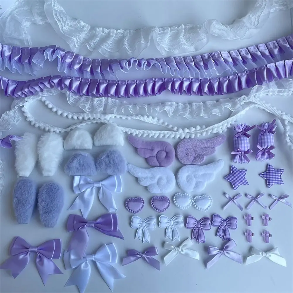 40 piezas/set de kit de materiales DIY para decoración de tarjetas y manualidades, con diseño de oreja, hecho a mano, en rosa, en bolsa, con materiales coloridos
