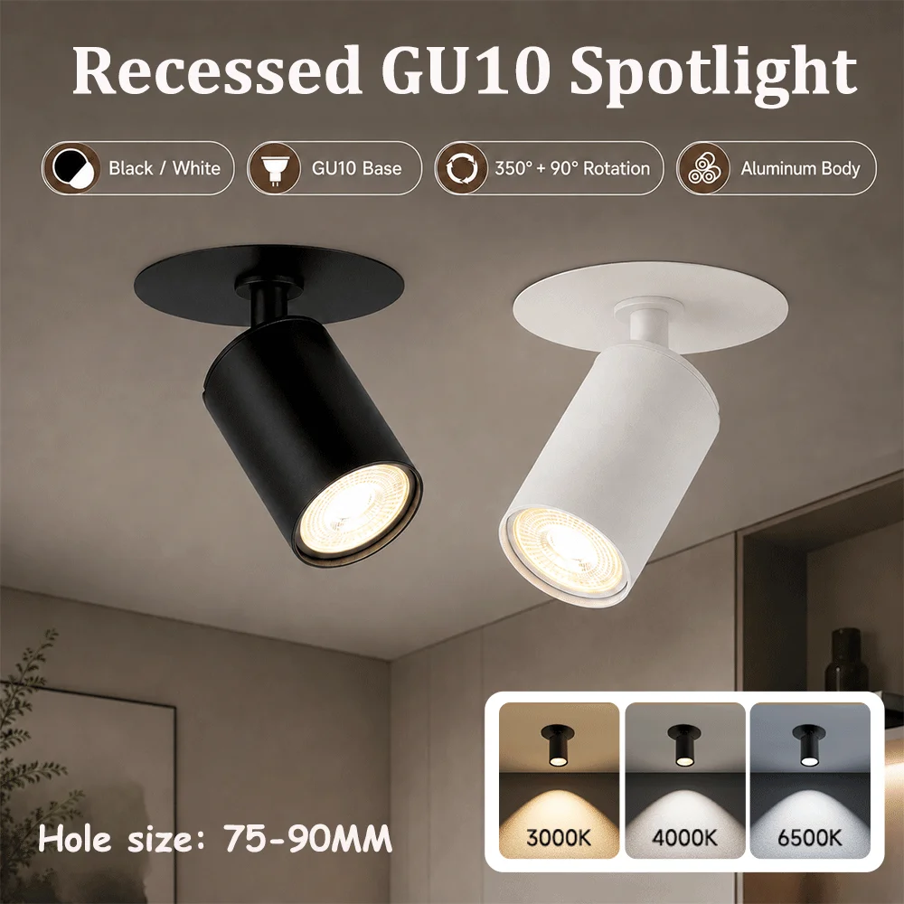 GU10 Recessed Spotlight LED Ceiling Downlight 110V 220V Indoor Ceiling Lamps Led spot Lamp for Living Room Kitchen Bedroom Decor
