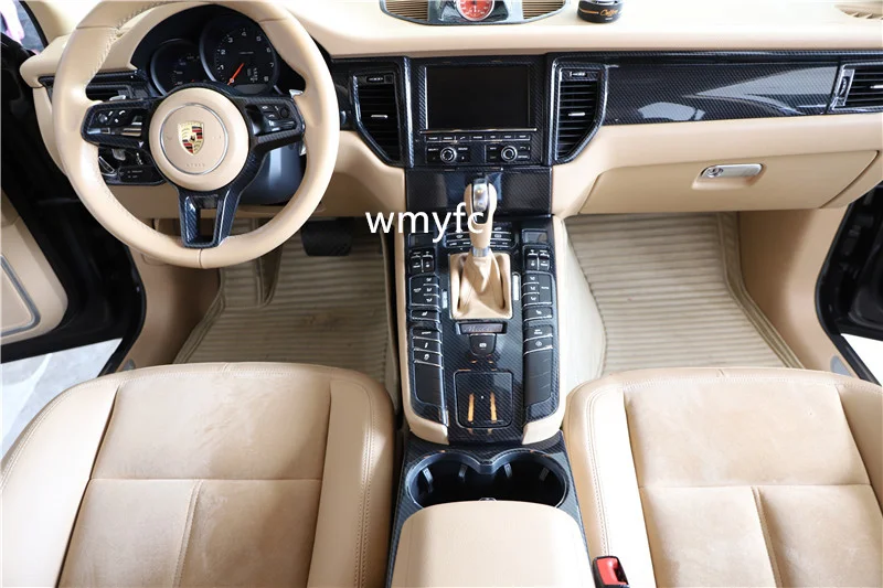 Car Inner For Porsche Macan Accessories 2014-2017 Car carbon fiber decorative cup air outlet window button panel Car styling