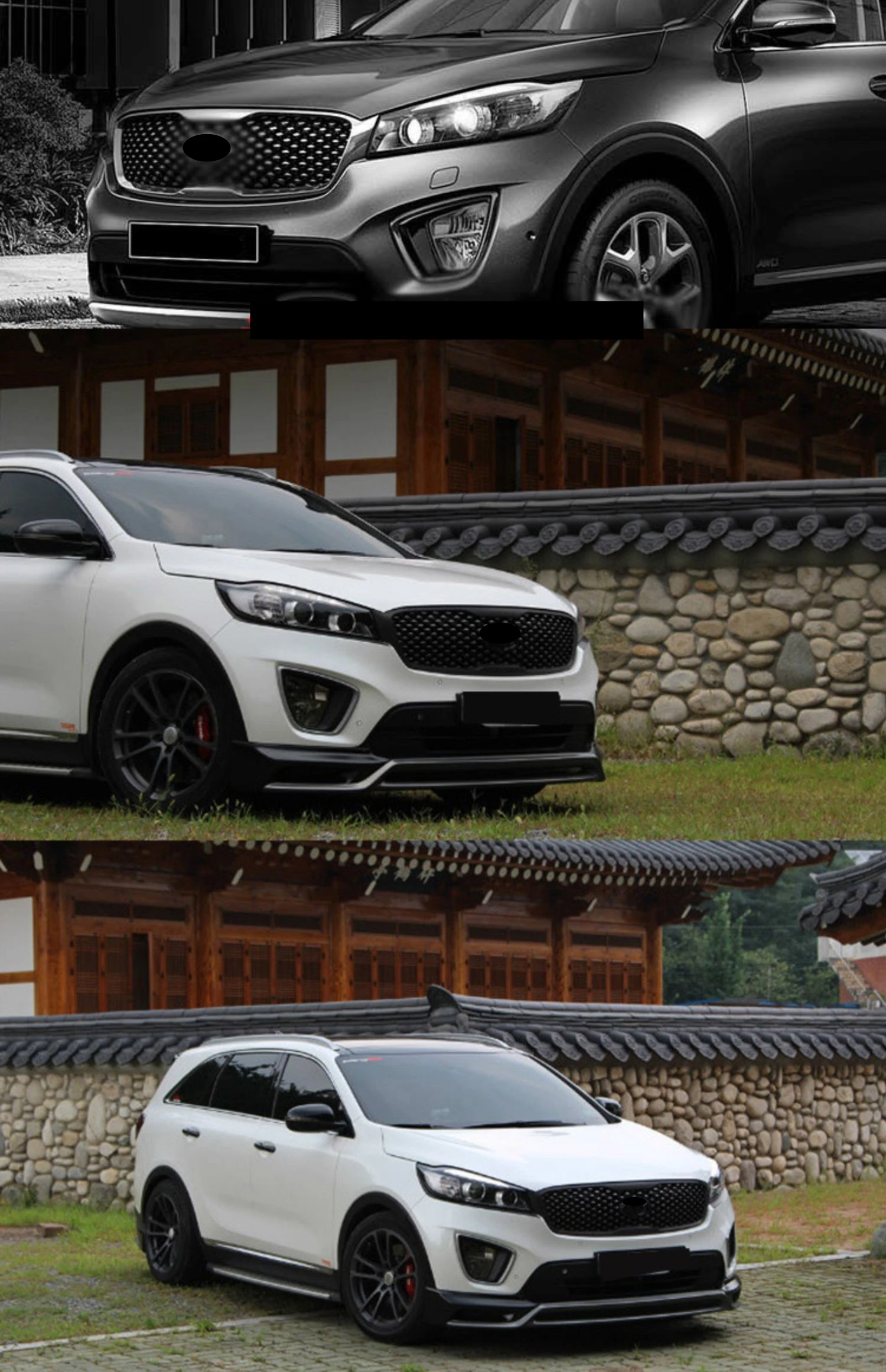 For KIA SORENTO 2015-17 Front bumper down grill radiator grille License plate frame car accessories accesorios para