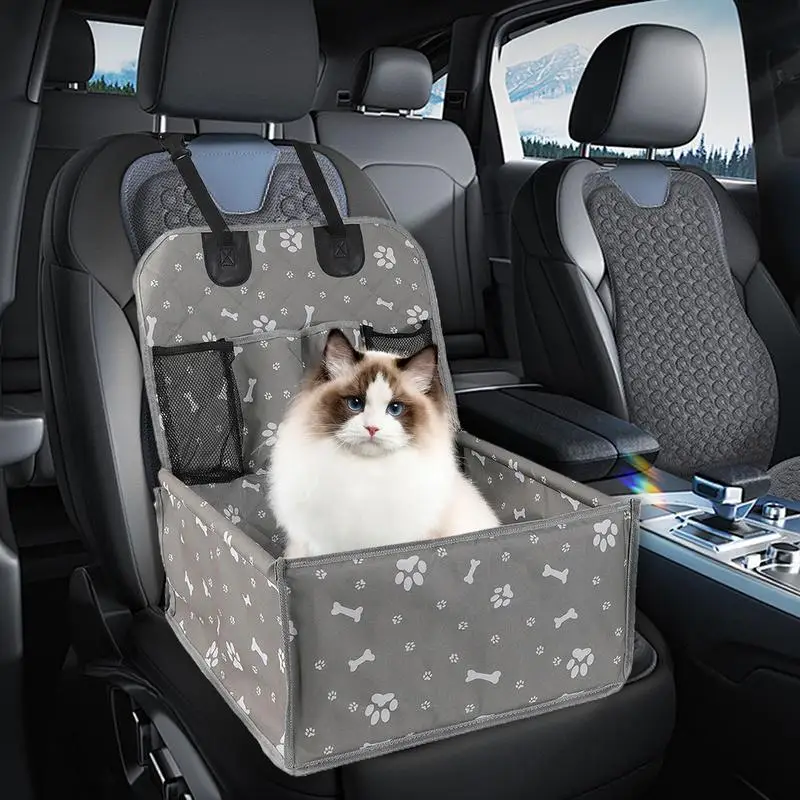 Pet Travel Bag Car Seat Dog Car Seat For Small Dogs With Pockets Oxford Cloth Adjustable Strap Waterproof Dog Seat For Kitten