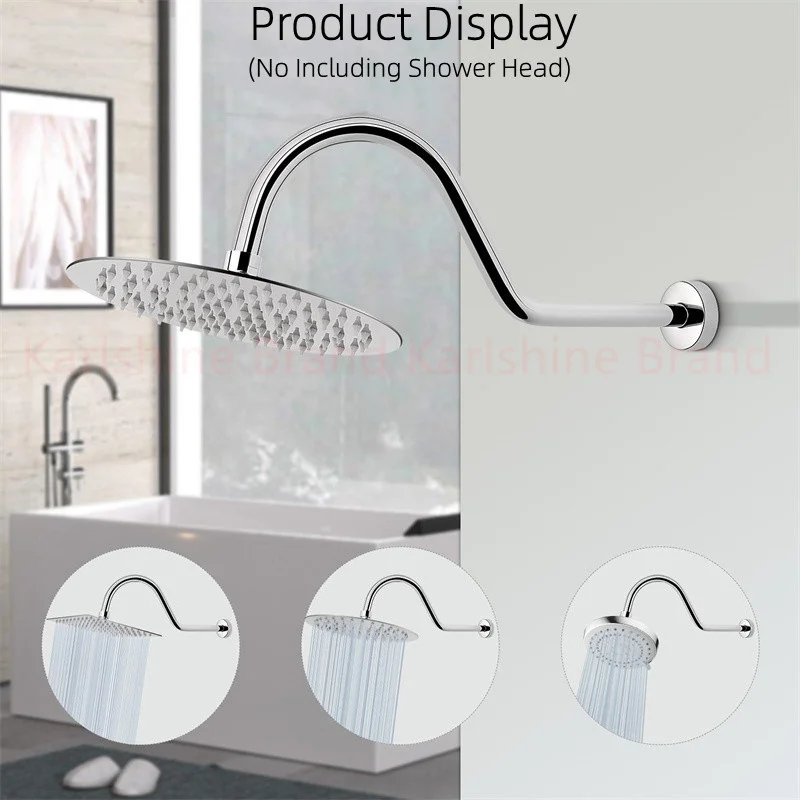 Imagem -03 - Shaped Shower Arm Extension Tube Wall Mounted Showers Extender Fixed Rod Pipe Chrome e Mattle Black Acessórios do Banheiro s