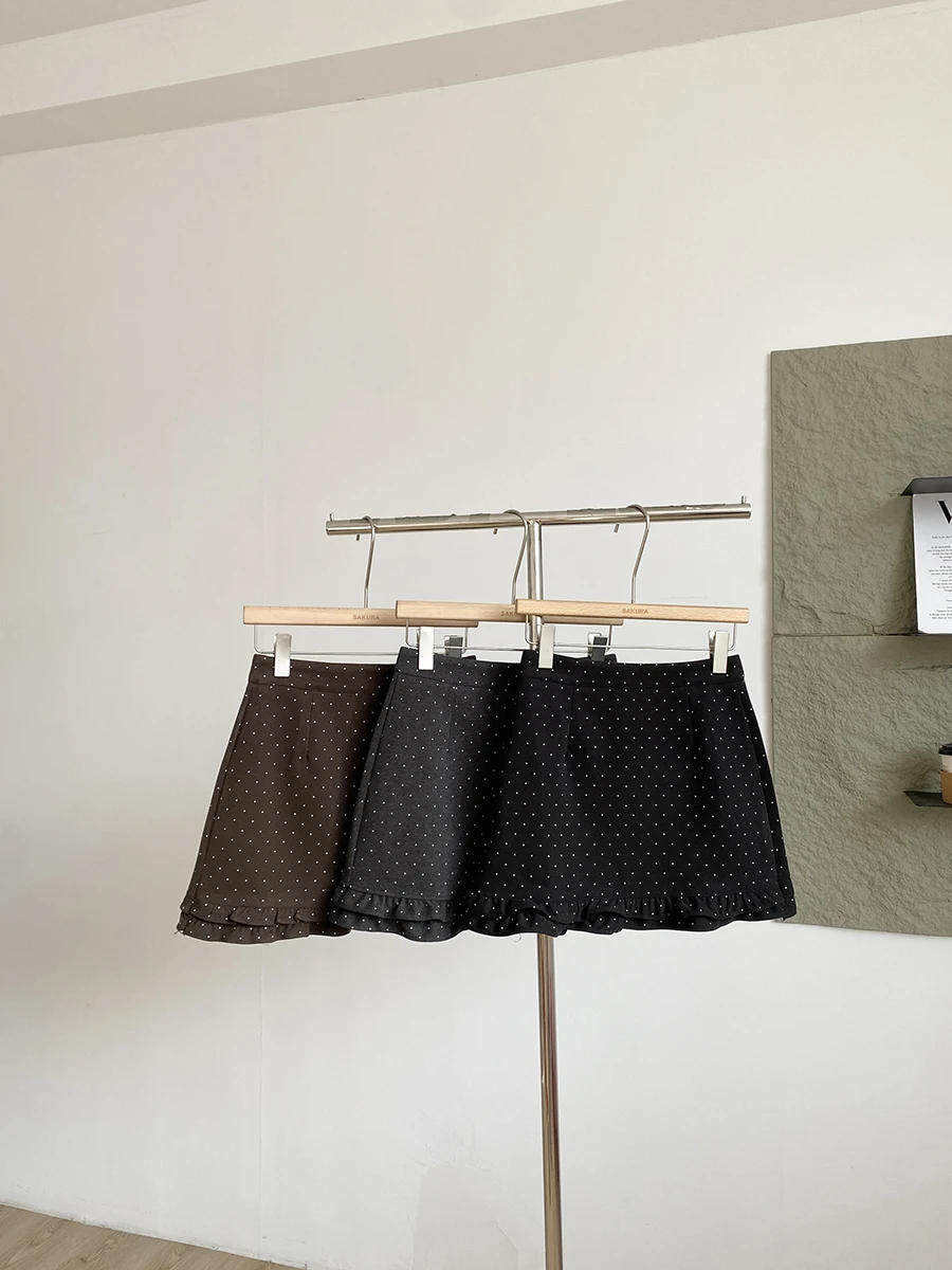 Sweet Youthful Plaid Woolen Short Skirt for Women High Waist Bodycon Winter Anti Exposure A-line Skirt Half-length Skirt