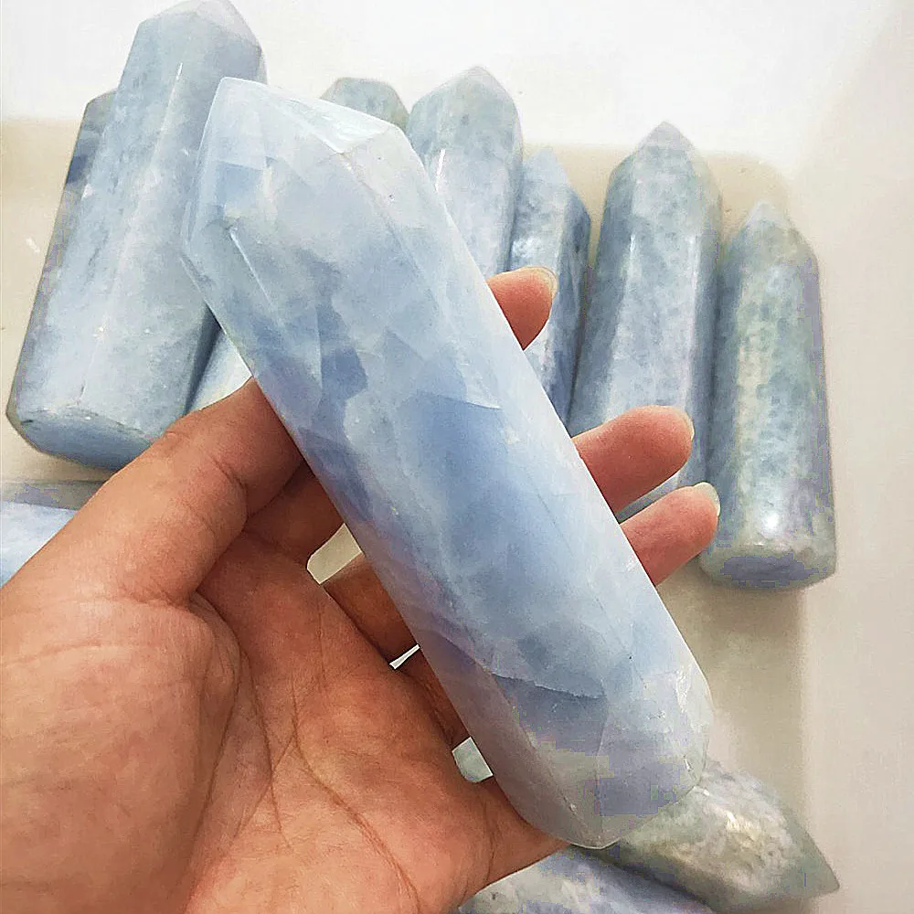 11-15cm Quartz Wand Natural celestine Crystal Tower Obelisk Point Gemstone Realistic Healing