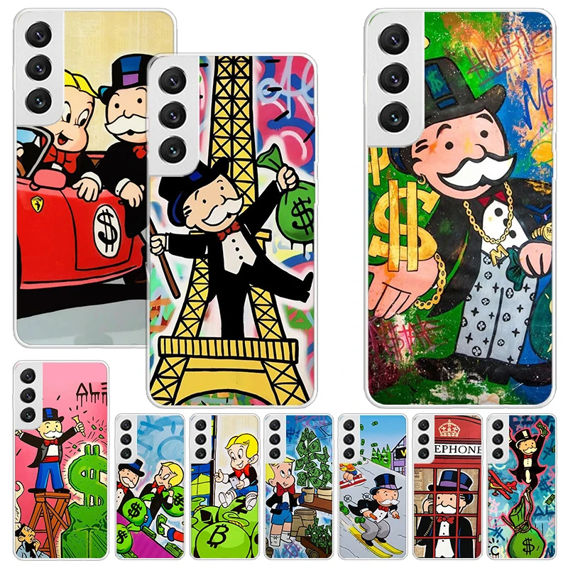 Cartoon Dollar Monopolys Print Soft Case for Samsung Galaxy S24 S23 S22 Ultra S21 S20 FE S10 Plus Phone Shell S9 S8 + S10E Patte