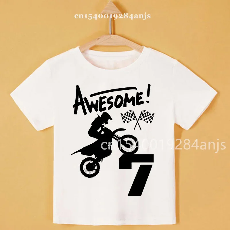 Kids Digital Motocross T-Shirt Kids Cool Cartoon Print T-Shirt Boys Girls Motorcycle T-Shirts Street Teen Clothes