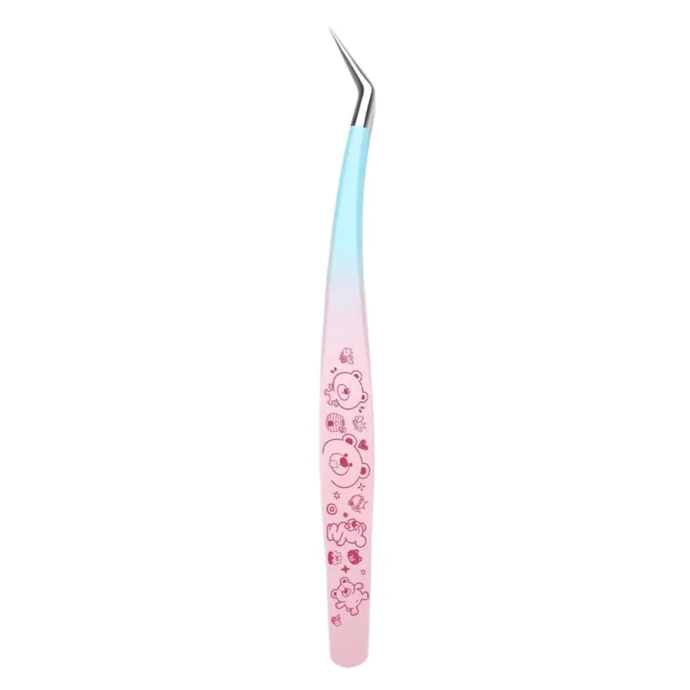 Stainless Steel Precision Tweezers High Precision Anti-static Craft Tweezers Non Slip Grip Cartoon Eyelash Curler