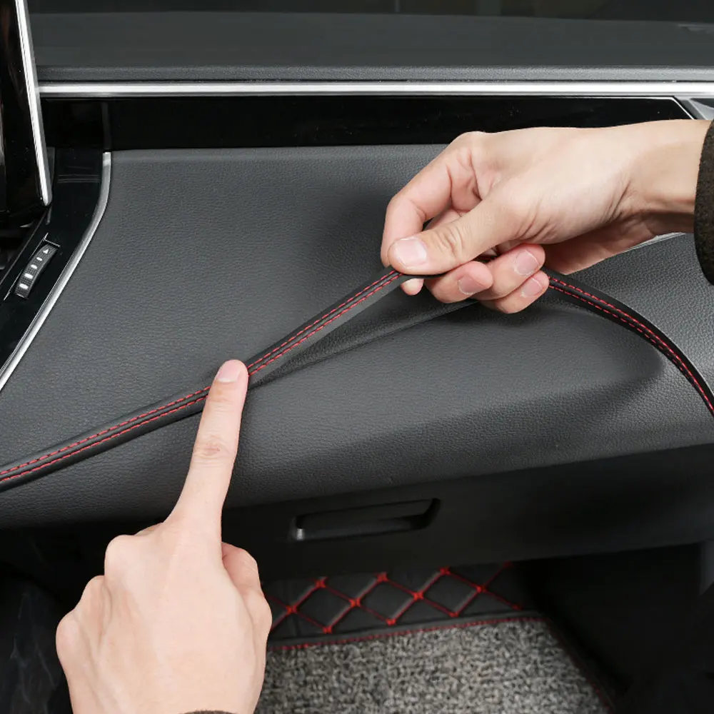 

200cm PU Leather Car Interior Decor Strip Door Center Console Gap Tape Dashboard Decor Strip Car Interior Moulding Trim Strip