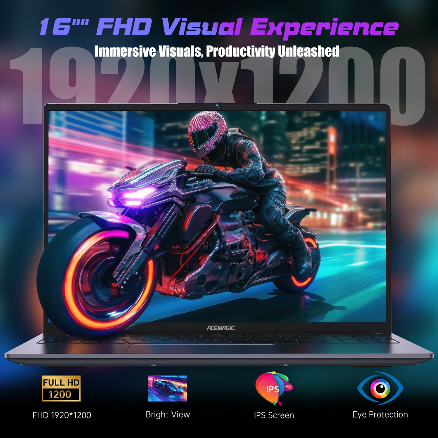 ACEMAGIC RX16 AMD 라이젠 7 6800H 16인치 울트라 슬림 4400mAh 노트북 16GB LPDDR5 램 512GB 롬 윈도우 11 Pro BT5.2 Wifi 6 노트북