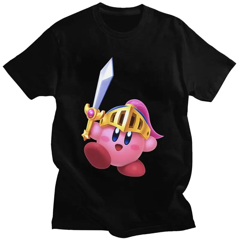 

Custom Kawaii Kirbys Video Game T Shirt Men Short Sleeved Super Star T-shirt Graphic Tee Tops Cotton Regular Fit Tshirts Merch
