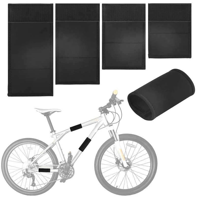 3/4 Pcs Black Bicycles Frame Protector Neoprene Chainstay Protector Scratch Resistant Frame Sleeve Scratch Resistant Stable