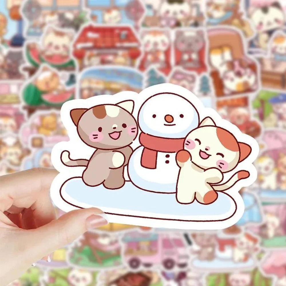 10/30/60pcs Cute Cartoon Cat Graffiti Stickers Kawaii Animal Decals Laptop Phone Notebook Suitcase Decoration Sticker Kids Toys