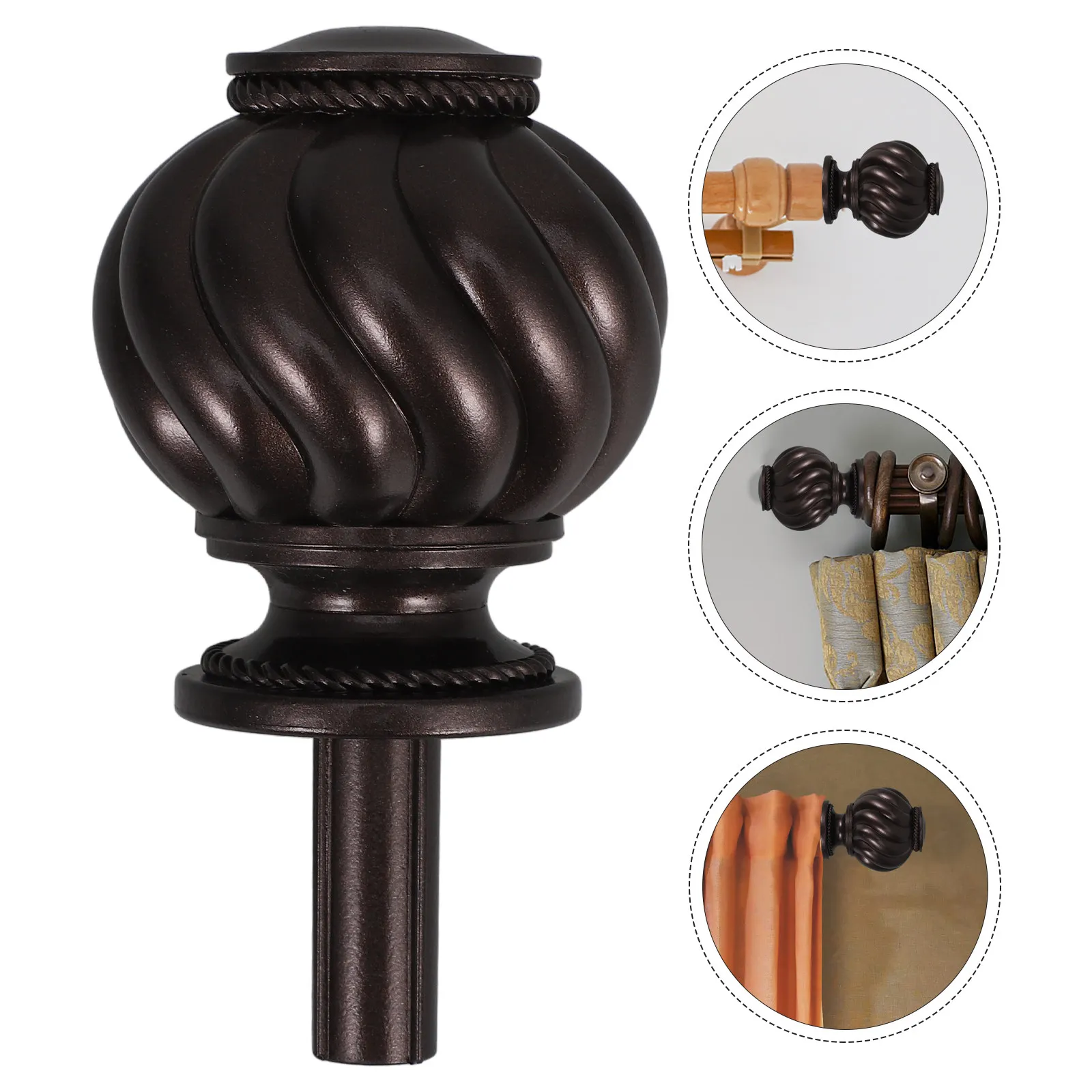 

2Pcs Curtain Rod Finials Ends Decorative Vintage End Caps for Window Treatments Unique Curtain Pole Finials Elegant Design