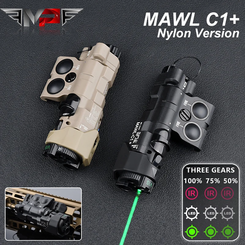 

WADSN Tactical MAWL-C1 Nylon Plastic Red Green dot Laser White Light Illumination Strobe Dual Pressure Switch Hunting Flashlight