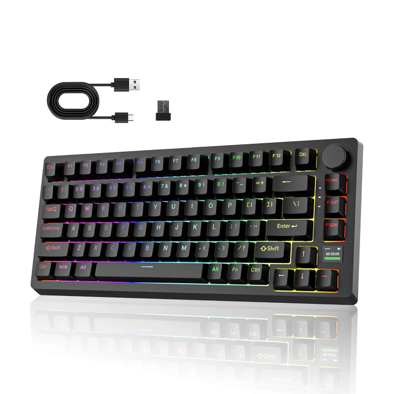 

Hot-Swap RGB Backlit Wireless Gaming Keyboard 5000mAh Battery for Bluetooth 5.0 Keyboard Digital Display