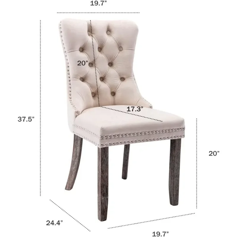 Chairs with Ring Pull Trim and Button Back, Luxury Tufted Dining Chair for Living Room Chairs Set of 4, Wingback Dining Room