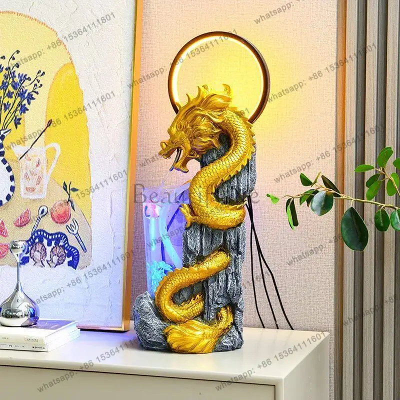 Flowing water and wealth cycle, water fish and dragon, great luck tank, living room office, wealth housewarming, gift ornaments