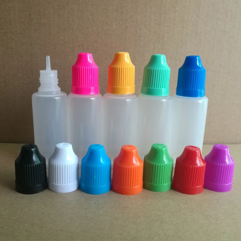 

500pcs 20ML PE E liquid Dropper Bottles Soft Refillable Bottle with CHILDProof Caps & long thin Tips for E juice Nail Gel