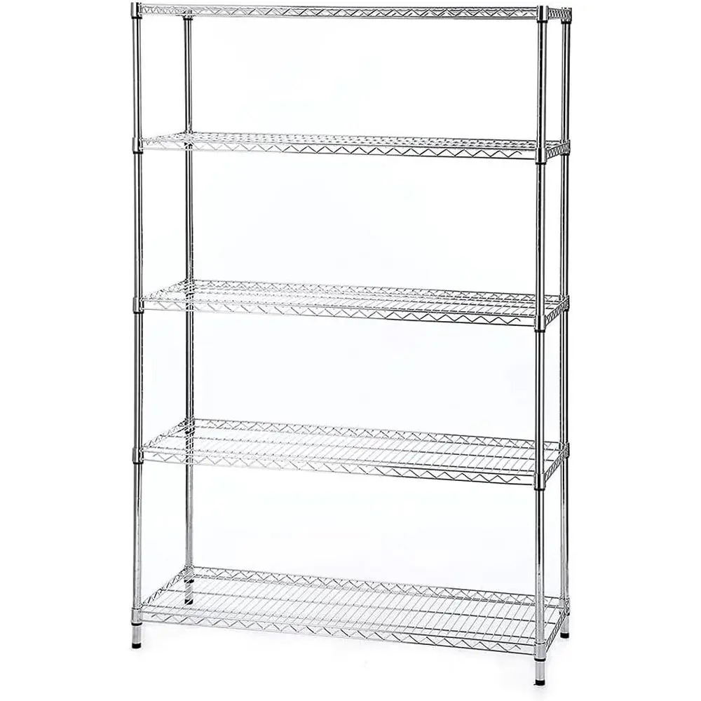 

60 Wide 72 High 5-Tier Chrome Wire Shelving Unit - Commercial Storage Rack
