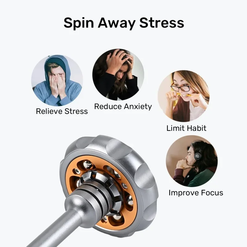 Metal EDC Fidget Turntable Toy With Handle Precision Rotating Gadget Anxiety Stress Relief Focus Training Gift For Adults