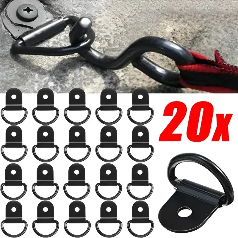 20/10pcs Stainless Steel D Shape Pull Hook Tie Down Anchors Ring Iron Cargo Tie Down Ring Car Truck Trailers RV Boat Accessories