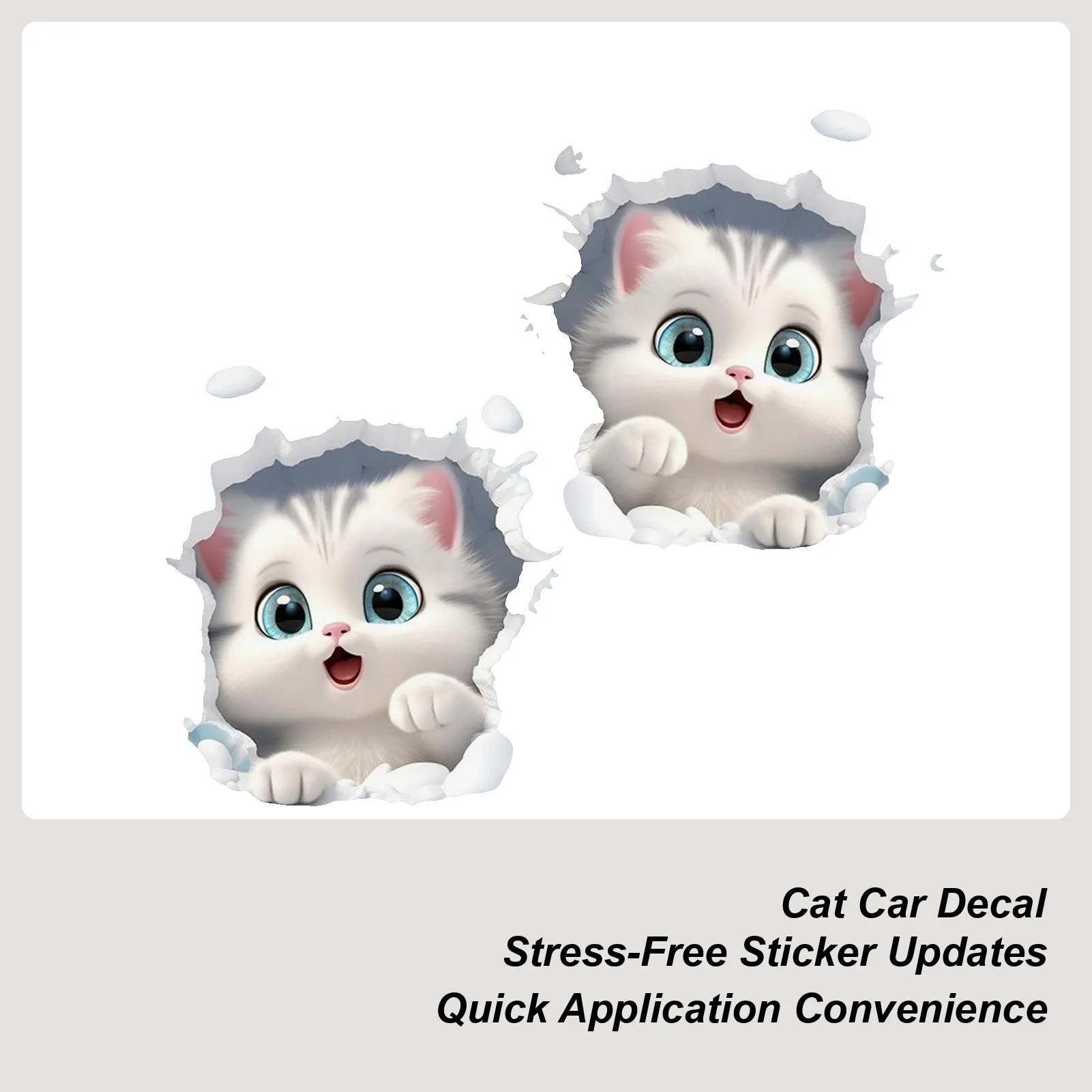 Cute Car Stickers 2 Pieces Waterproof 3D Effect Cat Funny Bumper Stickers Car Decals for Automotive Vehicle Exterior Window Wall