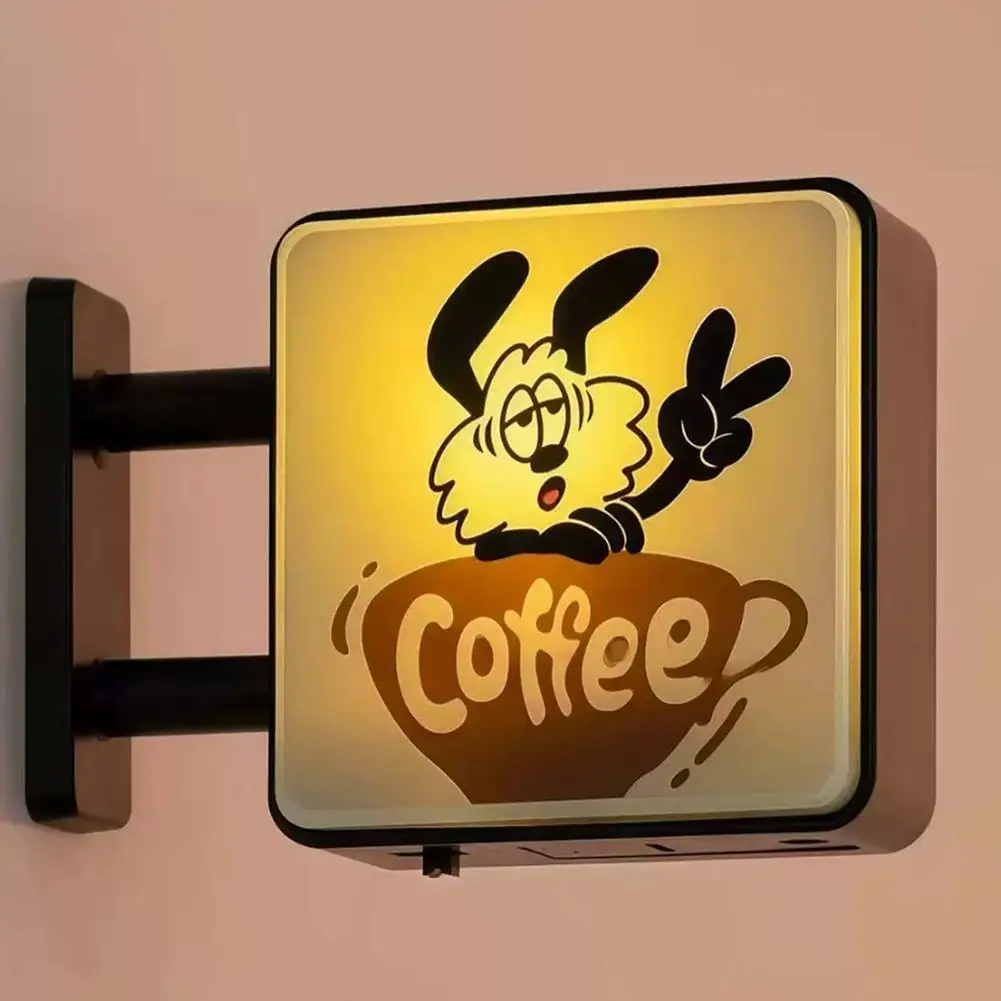 Niedlicher Katzen-Kaffee-Licht-Kühlschrankmagnet, Mini-Retro-Kaffeeschild, Magnetische Stimmungslampe, Heim-Café-Büro-Deko-Accessoires – Detail 10