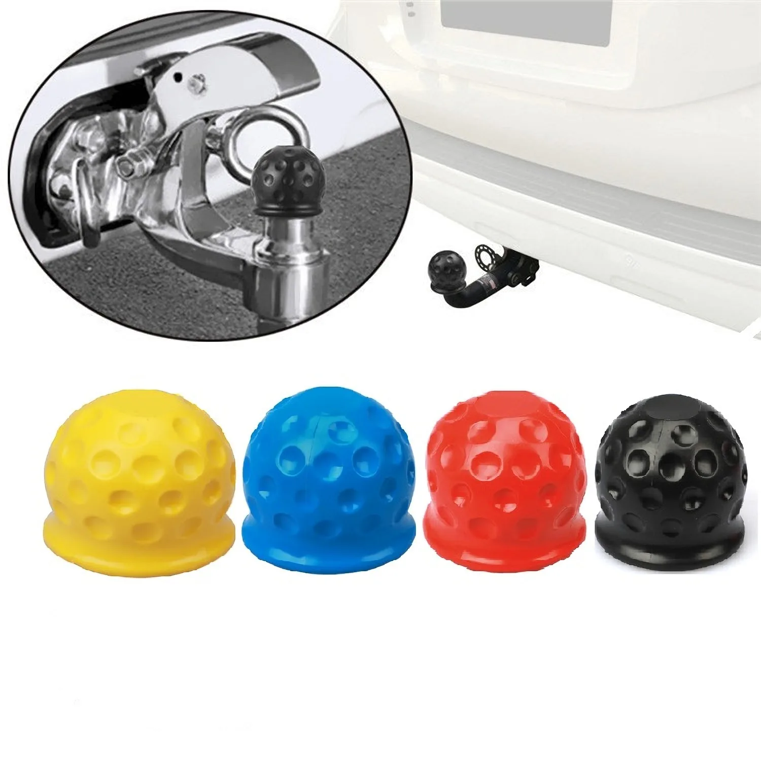 Universal 50MM Tow Bar Ball Cover Cap Trailer Ball Cover Tow Bar Cap Hitch Trailer Towball Protect Rubber Car Accessories