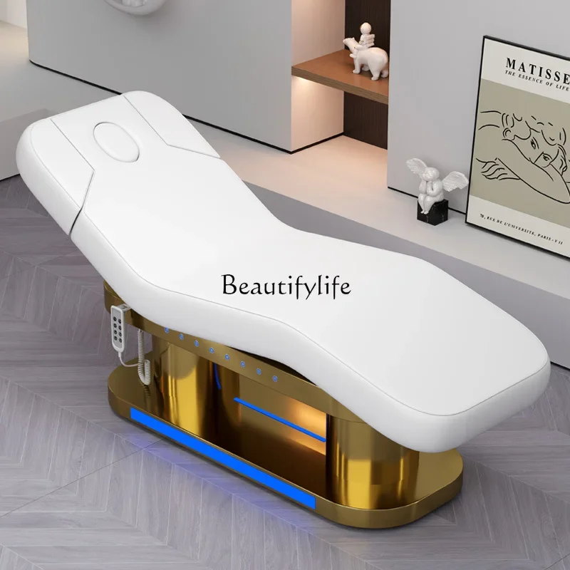 02High-Grade Electric Lifting Beauty Stainless Steel Gold-Plated Massage Massage Couch