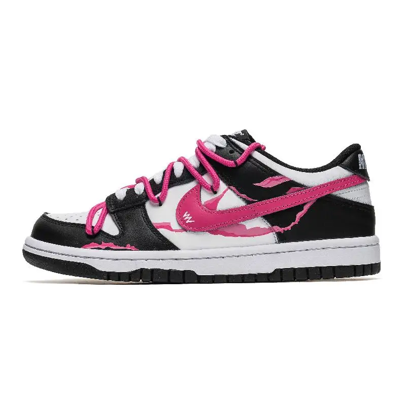 

[Женские туфли для скейтборда Team67 Neuron Black Powder]Nike Dunk Low с низким берцем, женские черные, розовые