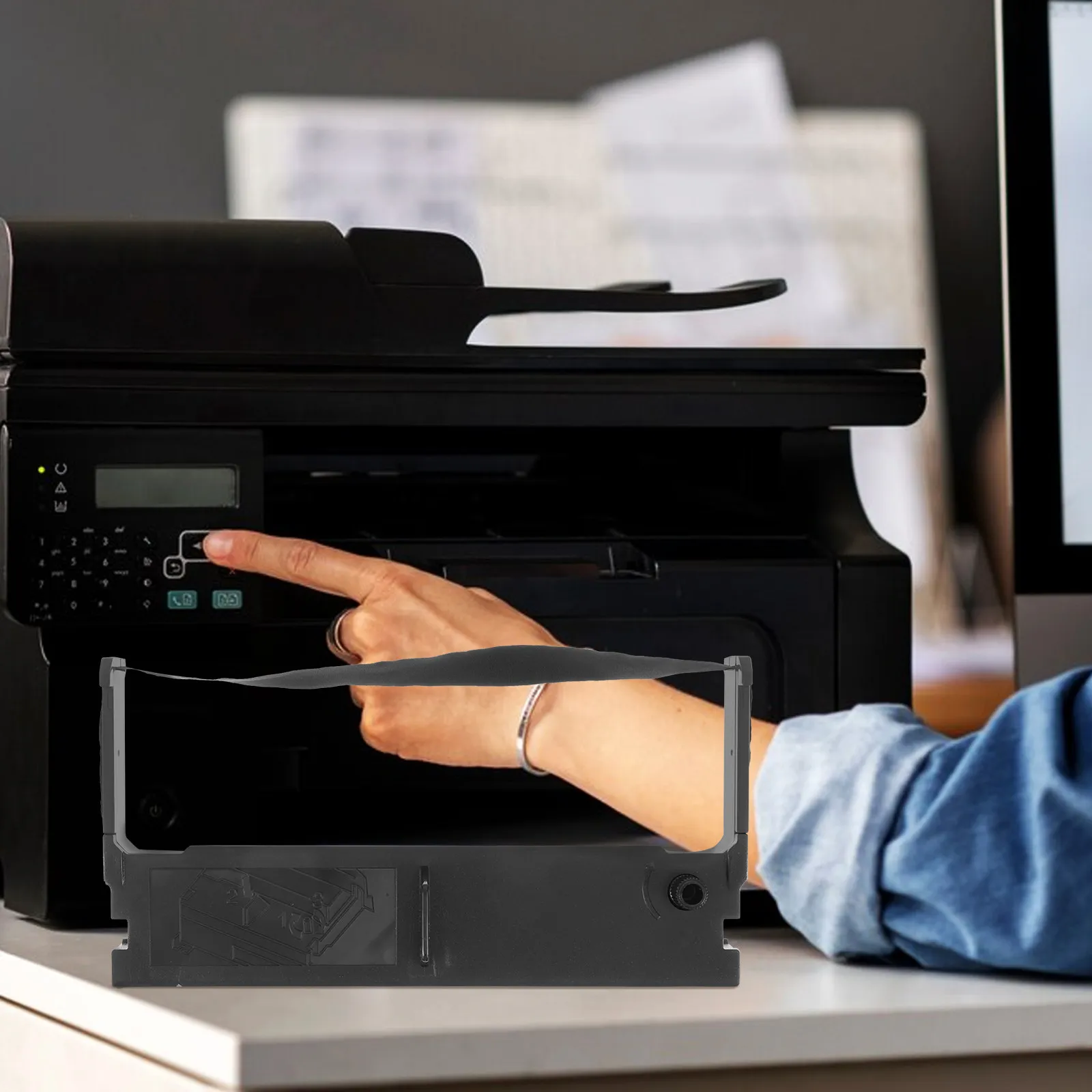 

Black Printer Ribbon Compatible with Multiple Models for Clear Crisp Printing Long Lifespan Easy Replacement Professional