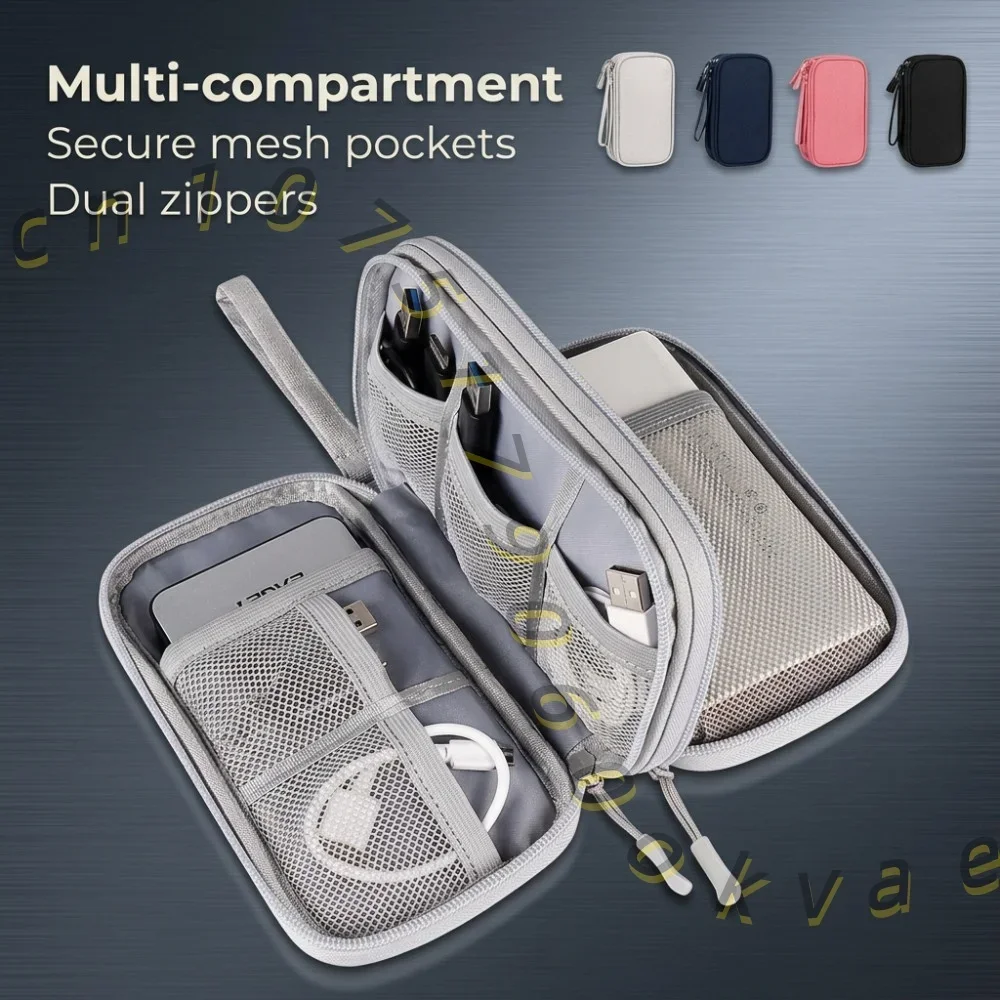Double Layer Electronics Organizer Travel Portable Cable Storage Bag Waterproof Gadget Pouch