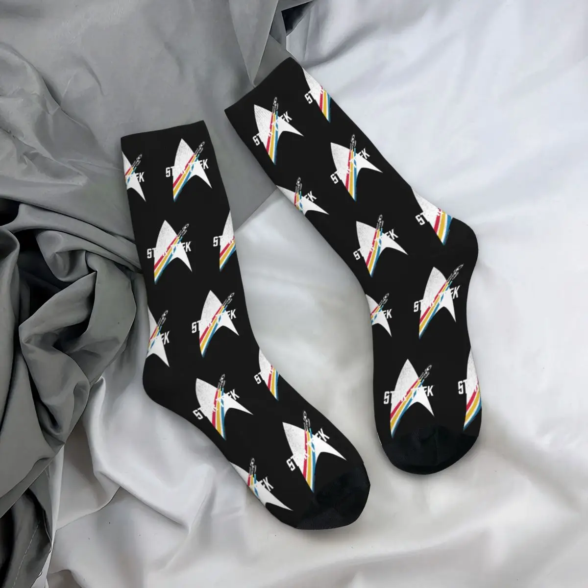 Retro Stars Treks Retro Football Socks Polyester Crew Socks for Women Men Non-slip