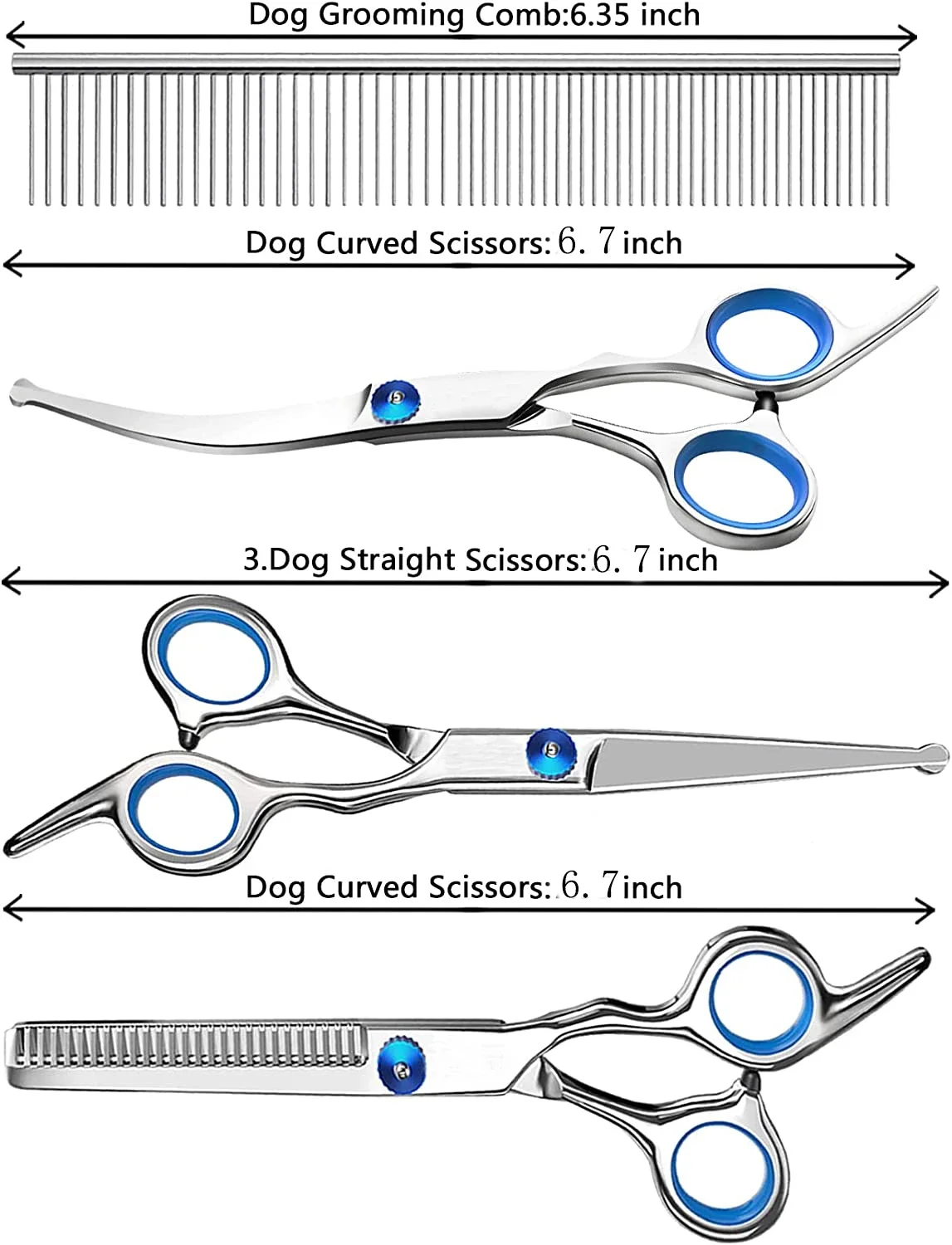 5 pcs/set Pet Grooming Scissors Safety Round Tip 6 Inch 4CR Stainless Steel Dog Scissors Pets Shears Animal Cutting Portable Set