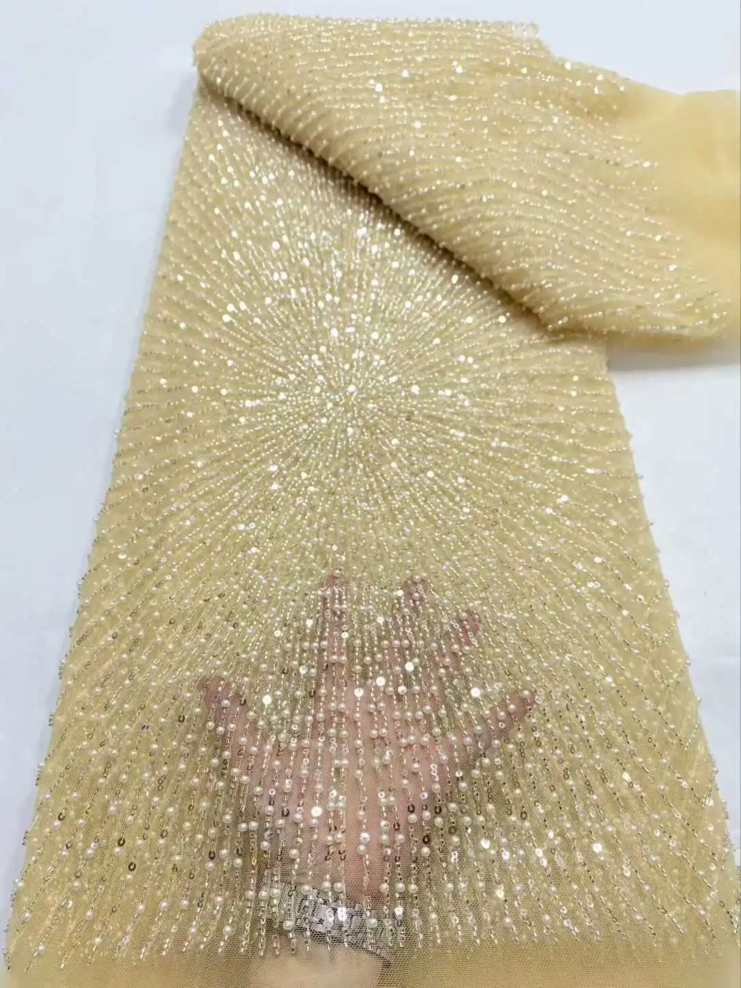 قماش دانتيل نيجيري أفريقي عالي الجودة، أقمشة للخياطة بالمتر، ترتر، 2025، تول، فساتين زفاف، تطريز، شبكة، 5 ياردات