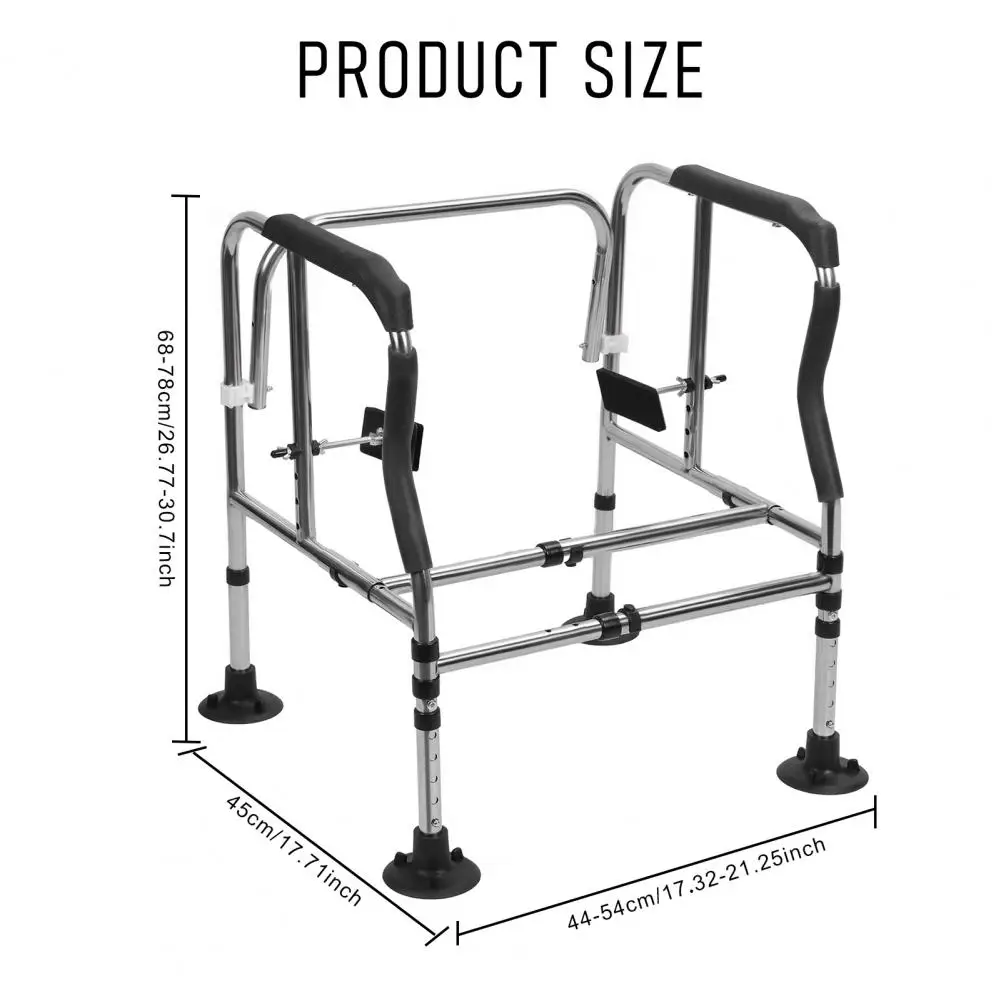 Toilet Safety Rail Folding Toilet Seat Frame 3 Width 5 Height Fit Toilets Supports 450lbs Disabled Seniors Adjustable Bathroom