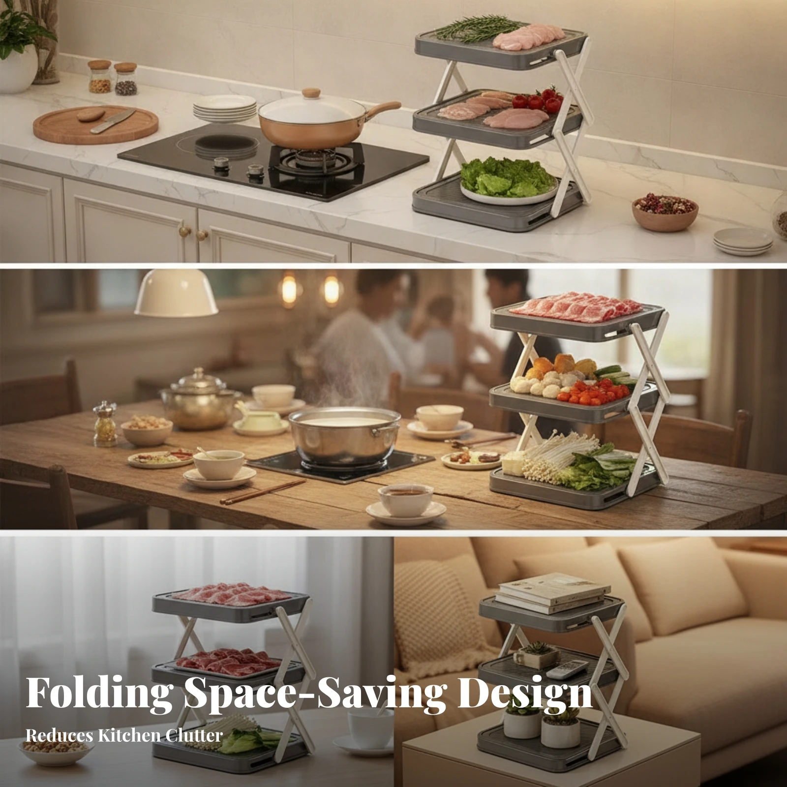 Space-Saving ABS Plastic 3-Tie - Storage Food Prep 评论和价格