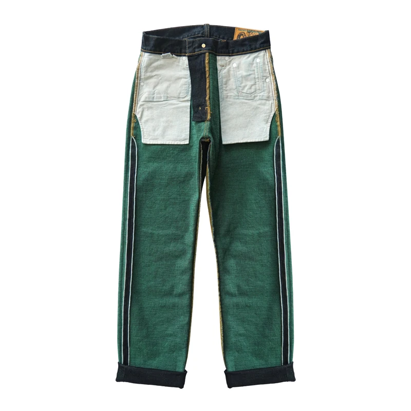 Sauce Zhan T307XX Mans Selvedge Denim Jeans Green Sanforized Denim Jeans for Man Double-sided Dyeing Regular Fit 15.3 Oz