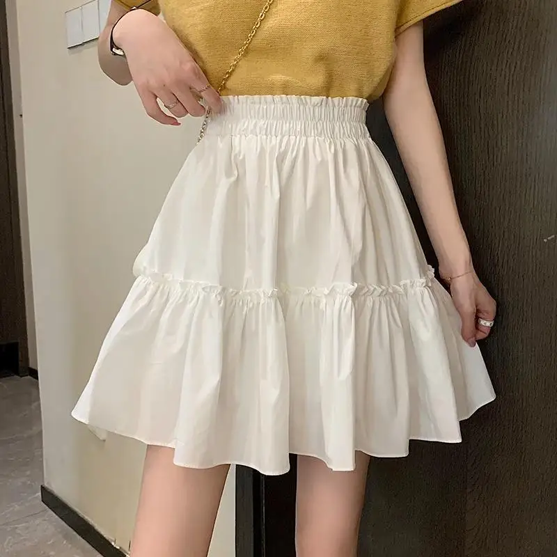 2023 New Summer Fashion Simple High Waist Wooden Ear Edge Covering Crotch Temperament Casual Loose Women's A-line Short Skirt