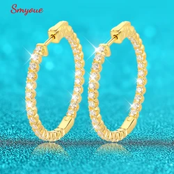 Smyoue 2mm D Vvs1 Full Moissanite Hoop Earrings for Women 925 Sterling Silver Plated 18k Gold Simulated Diamond Ear Jewelry