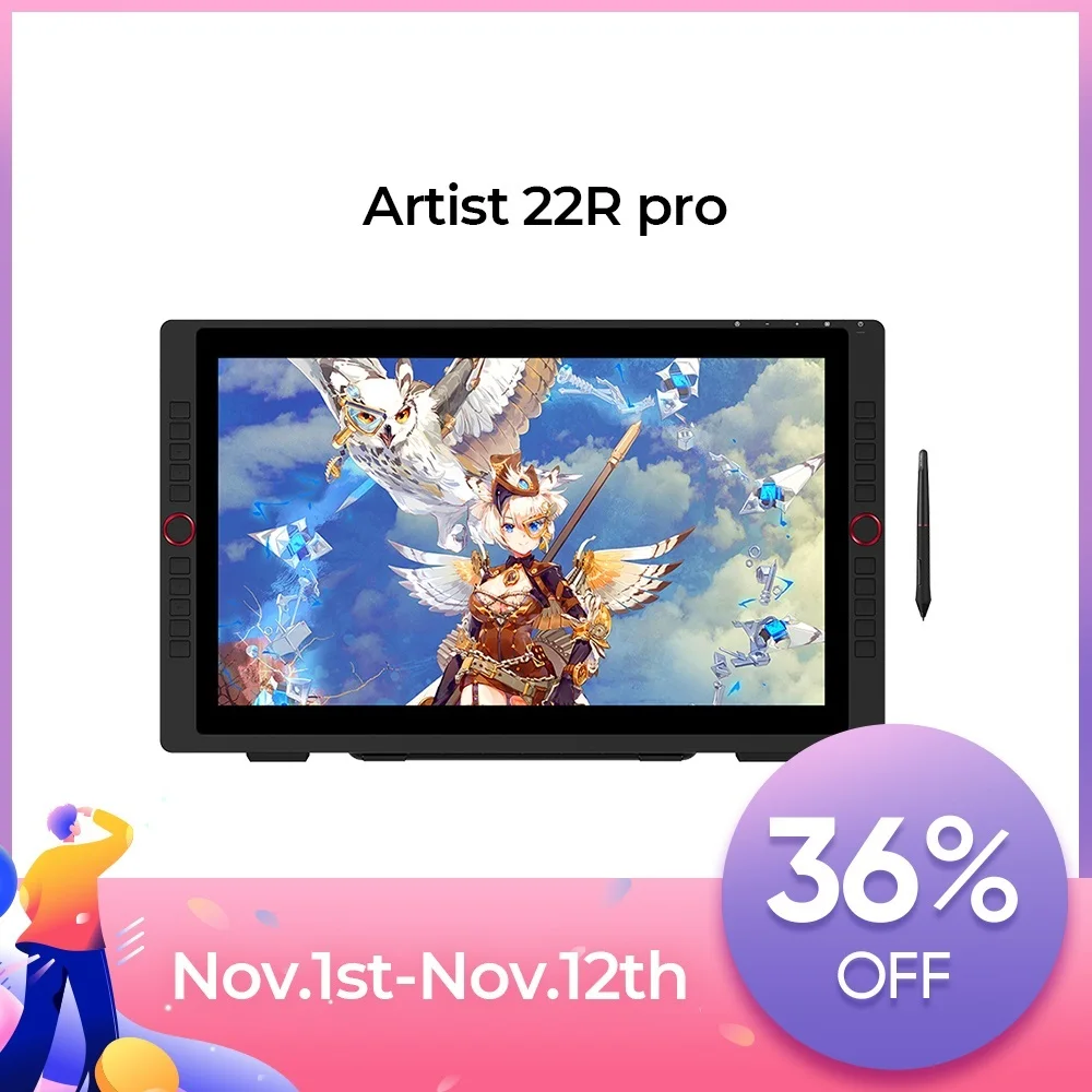 Top! Artist 22R Pro 21.5 inch Drawing Tablet Pen Display Graphics Monitor 8192 Pen Pressure Tilt-Support Battery-Free